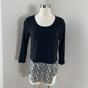 Michael Kors Womens Small Layered Look Tunic Top Long Sleeve Shirt Stretch